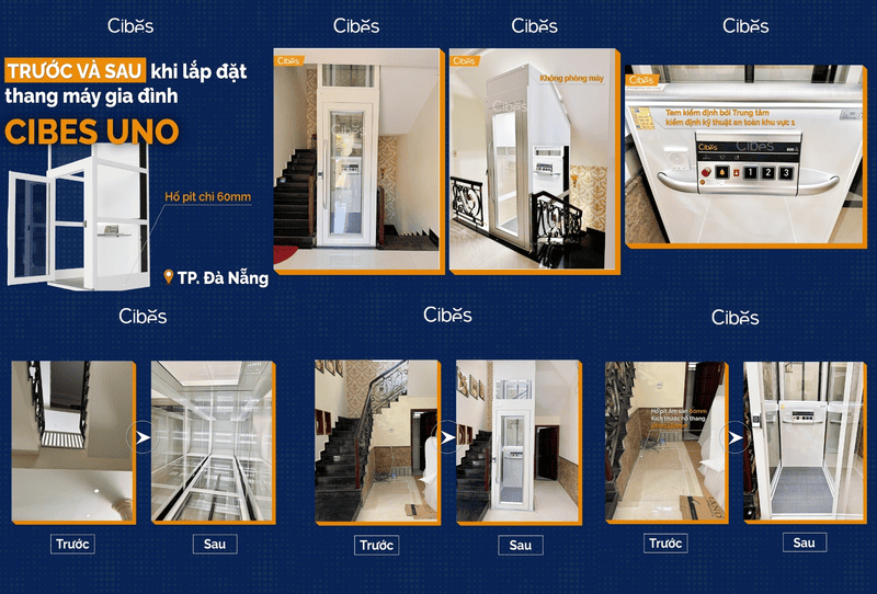 Sự thay đổi của ngôi nhà trước và sau khi lắp đặt thang máy Cibes